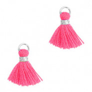 Mini Kwastje 1.2cm - Silver-fuchsia neon pink